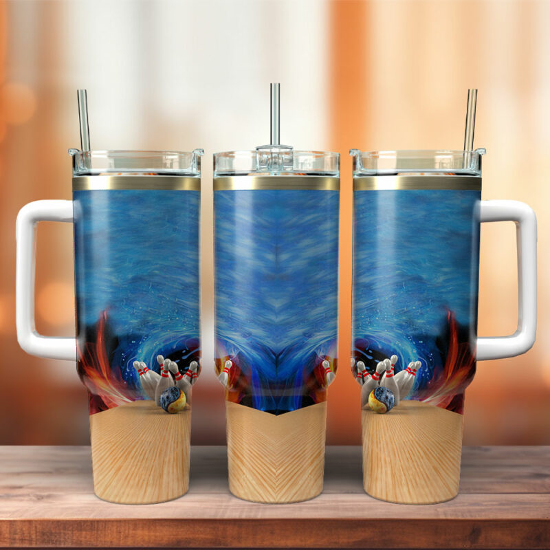 Bowling Custom Stanley Quencher 40oz Stainless Steel Tumbler With Handle - Threewoofs