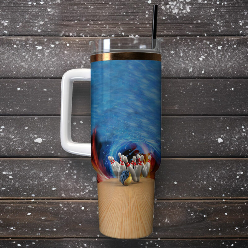 Bowling Custom Stanley Quencher 40oz Stainless Steel Tumbler With Handle - Threewoofs - Image 2