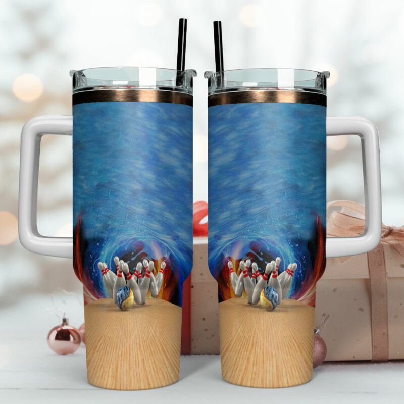 Bowling Custom Stanley Quencher 40oz Stainless Steel Tumbler With Handle - Threewoofs - Image 4