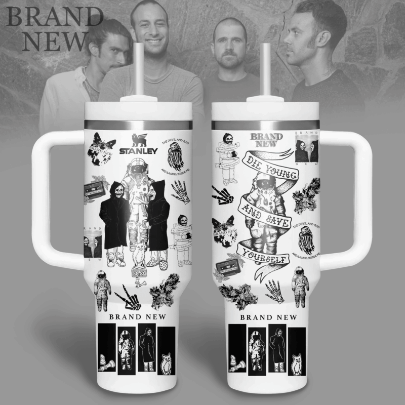 Brand New Music Custom Stanley Quencher 40oz Stainless Steel Tumbler With Handle - Threewoofs