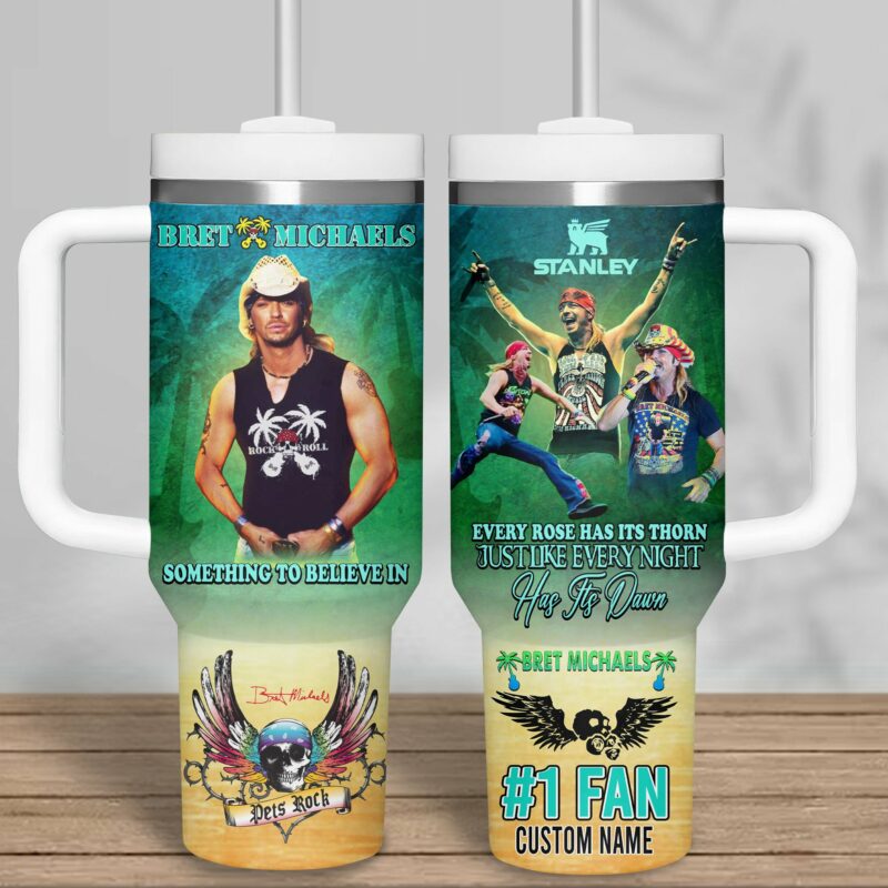 Bret Michaels Music Custom Stanley Quencher 40oz Stainless Steel Tumbler With Handle - Threewoofs - Image 2