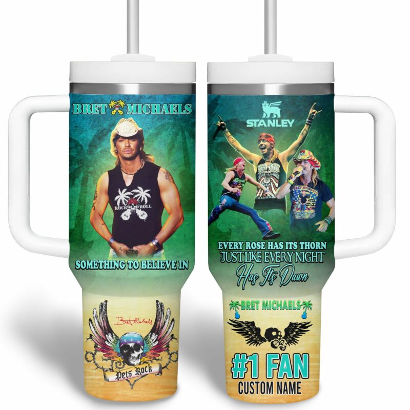 Bret Michaels Music Custom Stanley Quencher 40oz Stainless Steel Tumbler With Handle - Threewoofs - Image 3