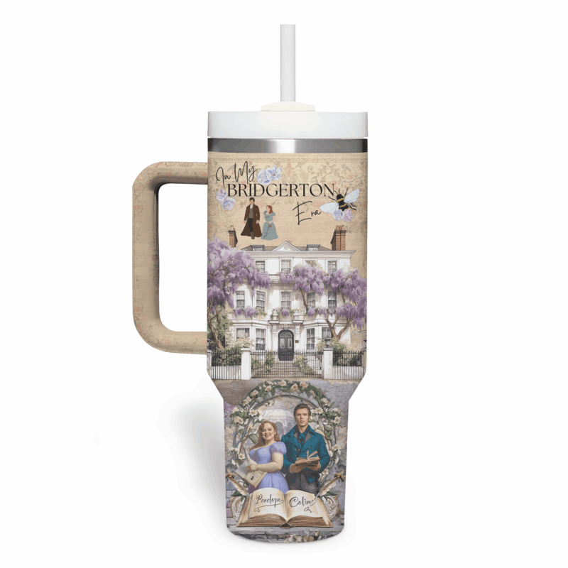 Bridgerton TV Series Custom Stanley Quencher 40oz Stainless Steel Tumbler With Handle - Threewoofs - Image 3