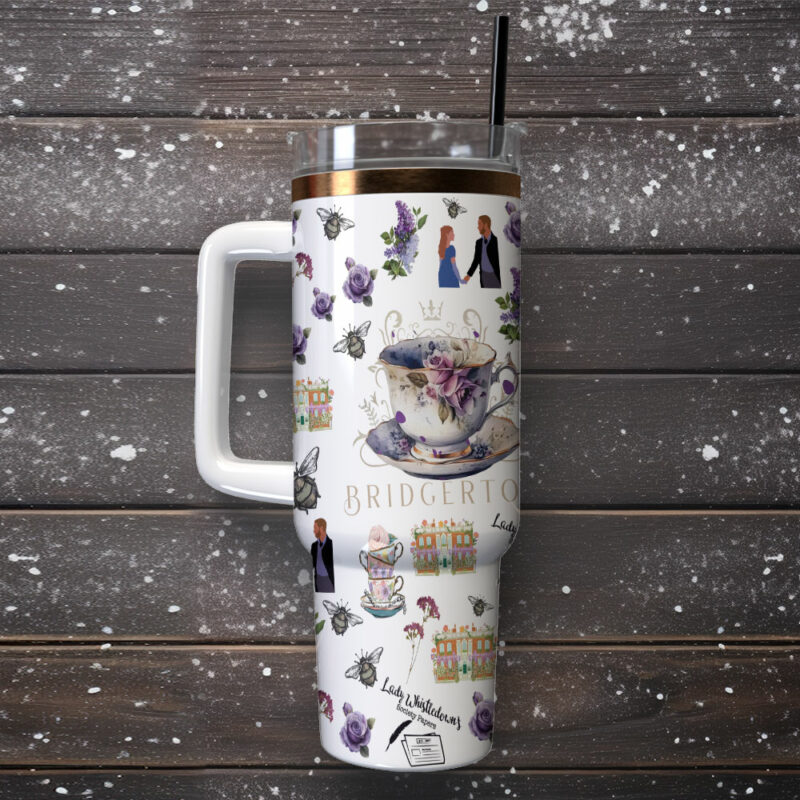 Bridgerton TV Series Custom Stanley Quencher 40oz Stainless Steel Tumbler With Handle - Threewoofs - Image 2