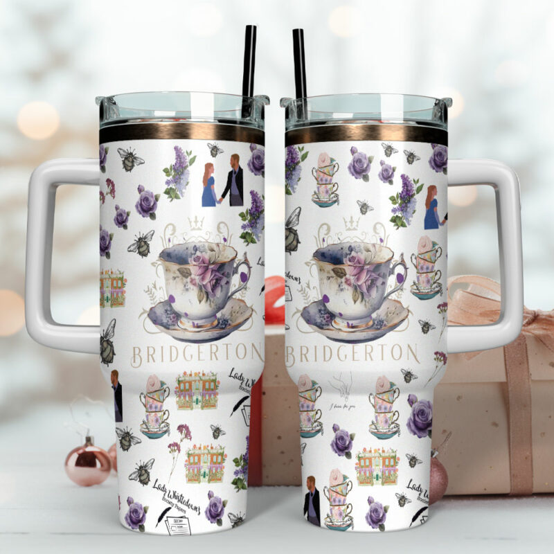 Bridgerton TV Series Custom Stanley Quencher 40oz Stainless Steel Tumbler With Handle - Threewoofs - Image 4