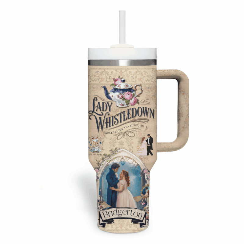 Bridgerton TV Series Custom Stanley Quencher 40oz Stainless Steel Tumbler With Handle - Threewoofs - Image 4