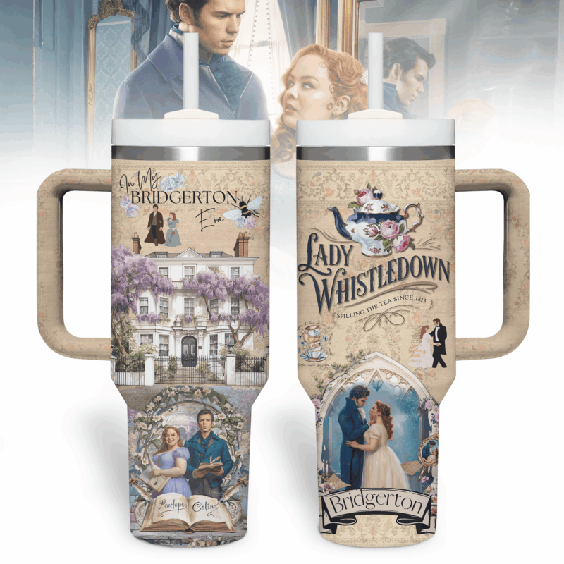 Bridgerton TV Series Custom Stanley Quencher 40oz Stainless Steel Tumbler With Handle - Threewoofs