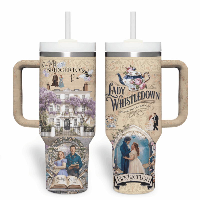Bridgerton TV Series Custom Stanley Quencher 40oz Stainless Steel Tumbler With Handle - Threewoofs - Image 2