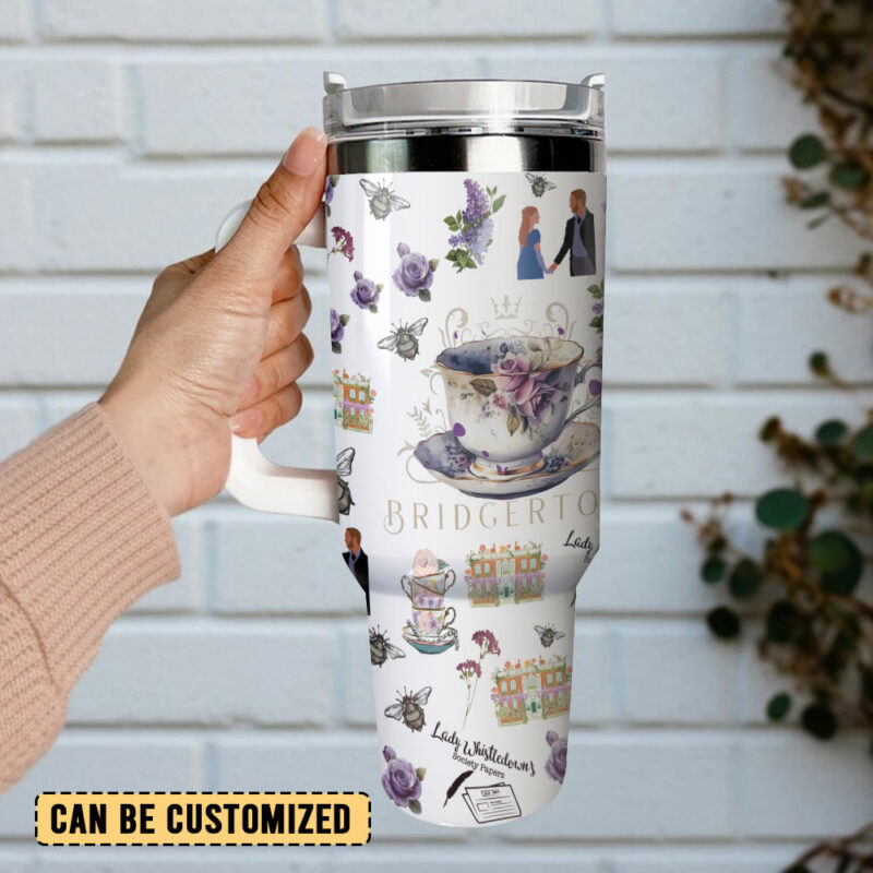 Bridgerton TV Series Custom Stanley Quencher 40oz Stainless Steel Tumbler With Handle - Threewoofs - Image 3