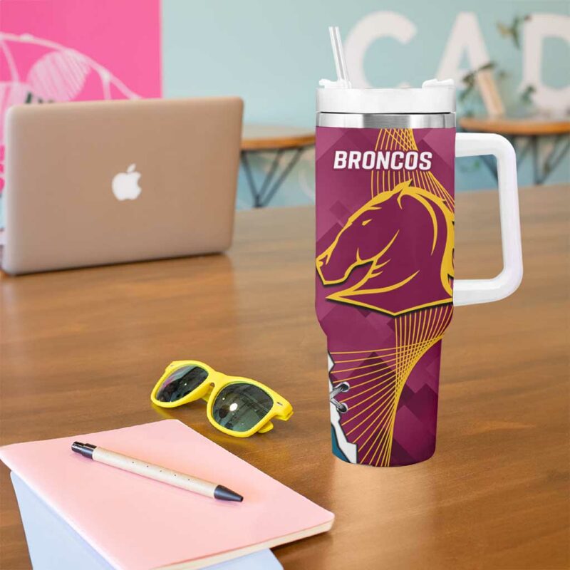 Broncos And Titans Rugby 2024 Dynamic Style Custom Stanley Quencher 40oz Stainless Steel Tumbler With Handle - Threewoofs - Image 5