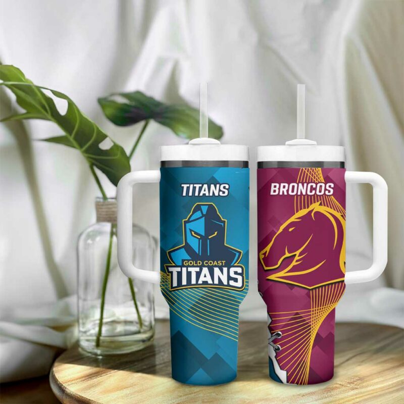 Broncos And Titans Rugby 2024 Dynamic Style Custom Stanley Quencher 40oz Stainless Steel Tumbler With Handle - Threewoofs - Image 9