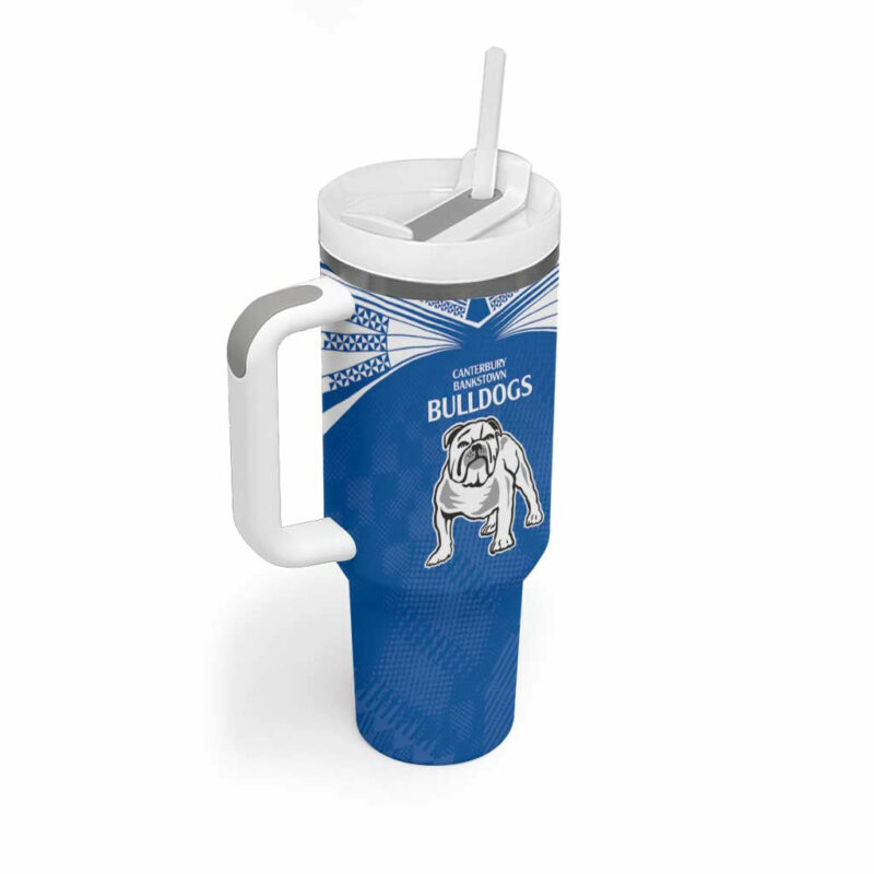 Broncos-Bulldogs NRL Tribal Half Style Custom Stanley Quencher 40oz Stainless Steel Tumbler With Handle - Threewoofs - Image 3