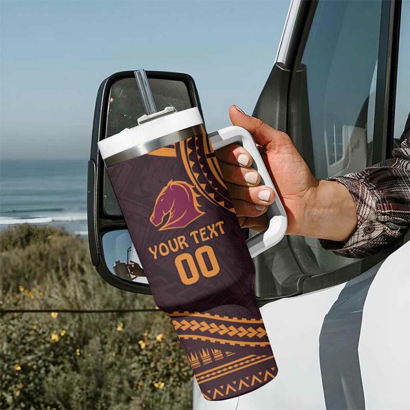 Broncos Rugby With Polynesian Style Custom Stanley Quencher 40oz Stainless Steel Tumbler With Handle - Threewoofs - Image 7