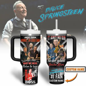 Bruce Springsteen Music Custom Stanley Quencher 40oz Stainless Steel Tumbler With Handle - Threewoofs