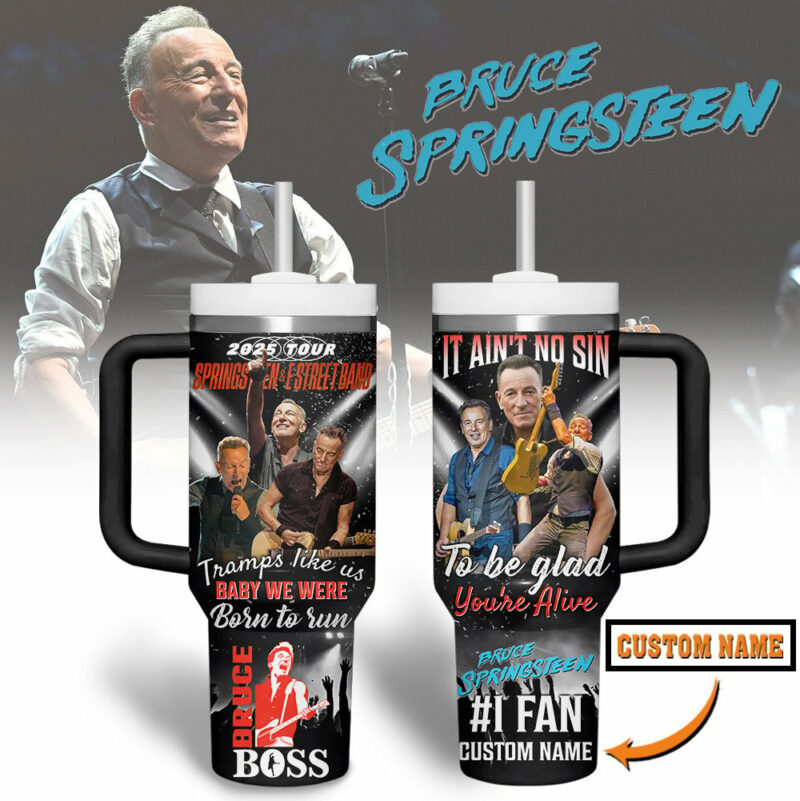 Bruce Springsteen Music Custom Stanley Quencher 40oz Stainless Steel Tumbler With Handle - Threewoofs