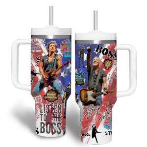 Bruce Springsteen Music Custom Stanley Quencher 40oz Stainless Steel Tumbler With Handle - Threewoofs
