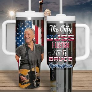 Bruce Springsteen Music Custom Stanley Quencher 40oz Stainless Steel Tumbler With Handle - Threewoofs