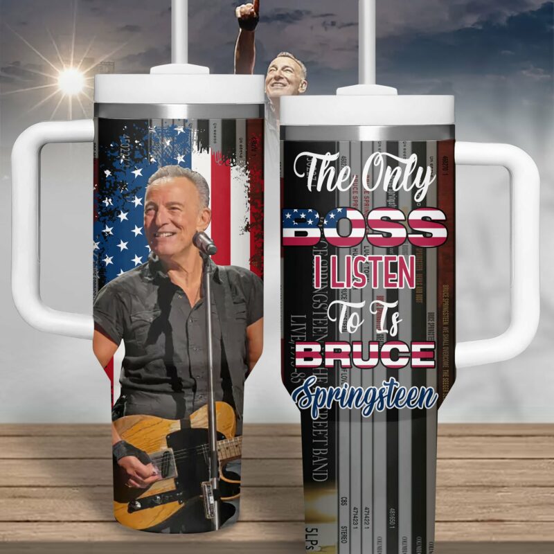 Bruce Springsteen Music Custom Stanley Quencher 40oz Stainless Steel Tumbler With Handle - Threewoofs