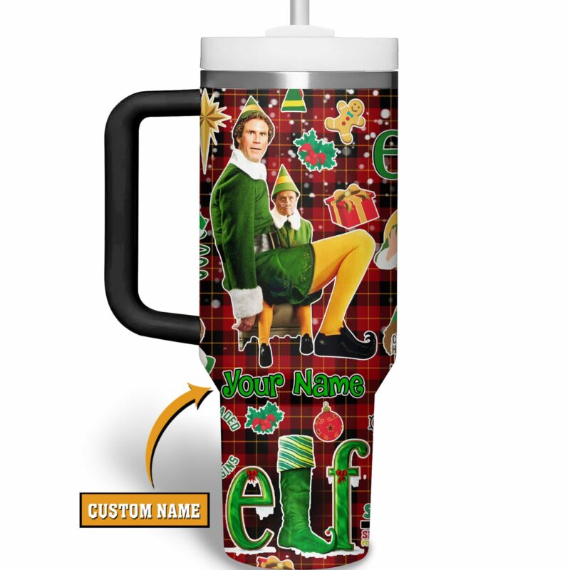 Buddy Elf Movies Custom Stanley Quencher 40oz Stainless Steel Tumbler With Handle - Threewoofs - Image 2