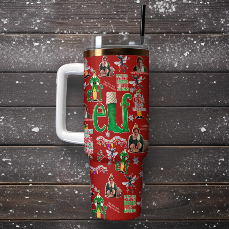 Buddy Elf Movies Custom Stanley Quencher 40oz Stainless Steel Tumbler With Handle - Threewoofs - Image 2
