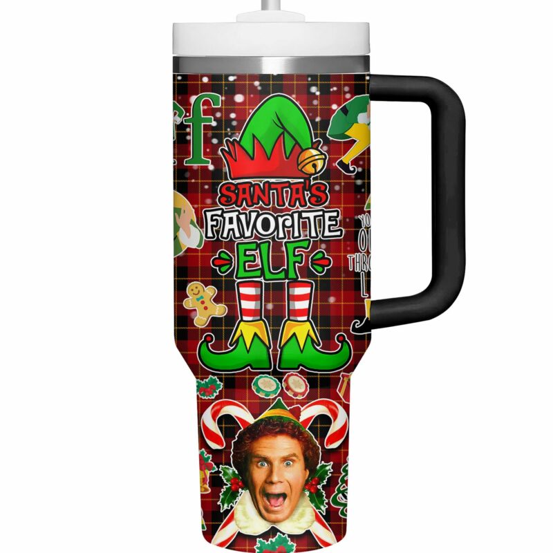 Buddy Elf Movies Custom Stanley Quencher 40oz Stainless Steel Tumbler With Handle - Threewoofs - Image 3