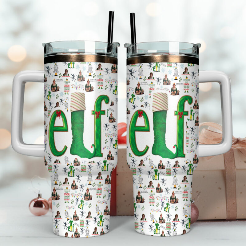 Buddy Elf Movies Custom Stanley Quencher 40oz Stainless Steel Tumbler With Handle - Threewoofs - Image 4