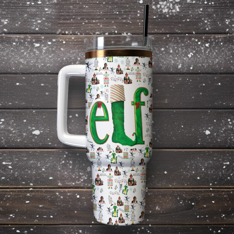 Buddy Elf Movies Custom Stanley Quencher 40oz Stainless Steel Tumbler With Handle - Threewoofs - Image 2