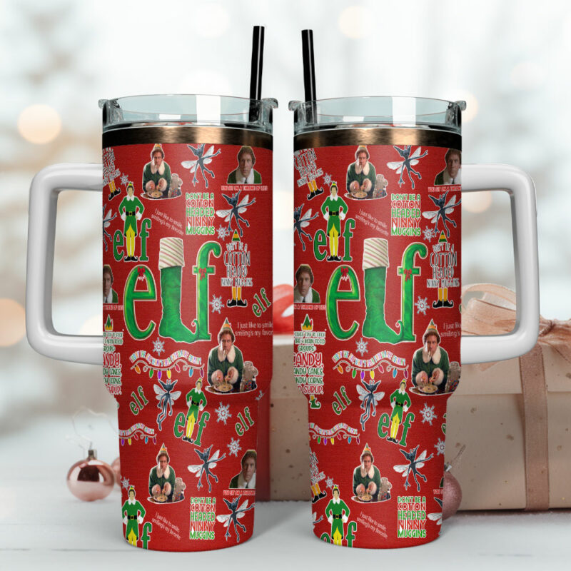 Buddy Elf Movies Custom Stanley Quencher 40oz Stainless Steel Tumbler With Handle - Threewoofs - Image 4