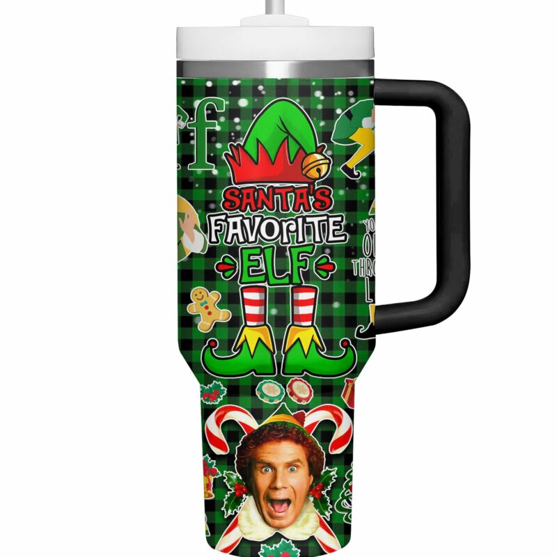 Buddy Elf Movies Custom Stanley Quencher 40oz Stainless Steel Tumbler With Handle - Threewoofs - Image 3
