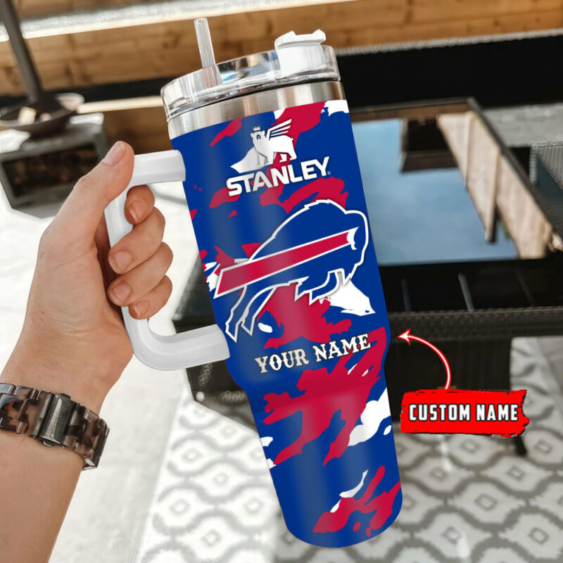 Buffalo Bills NFL Custom Stanley Quencher 40oz Stainless Steel Tumbler With Handle - Threewoofs - Image 3