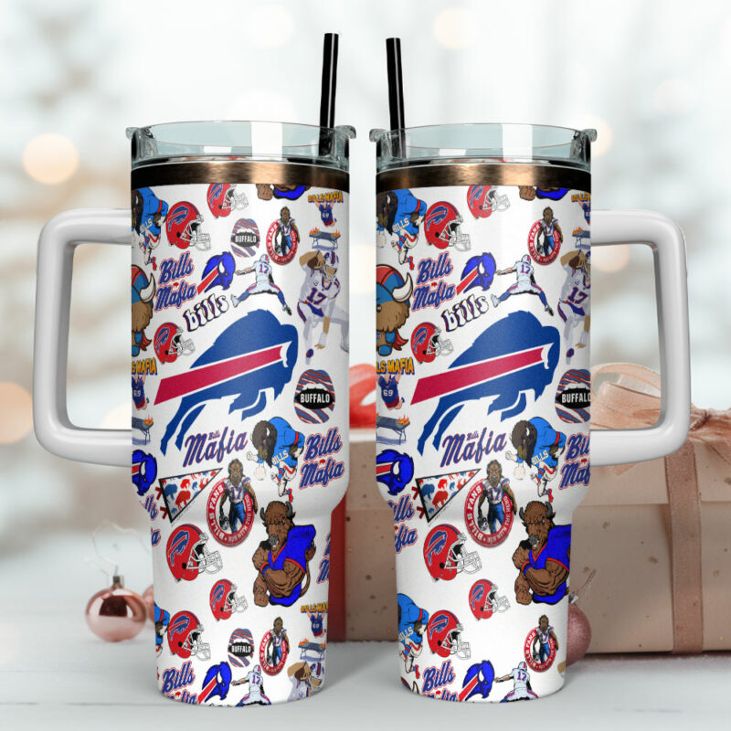 Buffalo Bills NFL Sports Custom Stanley Quencher 40oz Stainless Steel Tumbler With Handle - Threewoofs - Image 4