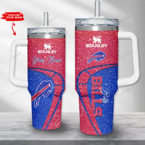 Buffalo Bills NFL Sports Custom Stanley Quencher 40oz Stainless Steel Tumbler With Handle - Threewoofs