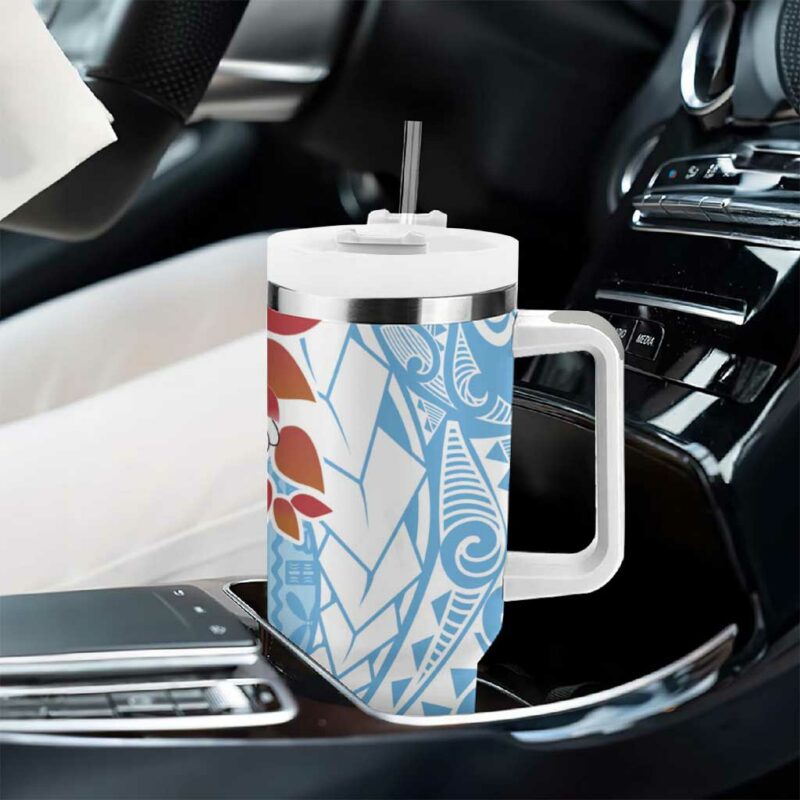 Bula Fiji Day Tagimaucia on Masi Turquoise Custom Stanley Quencher 40oz Stainless Steel Tumbler With Handle - Threewoofs - Image 8