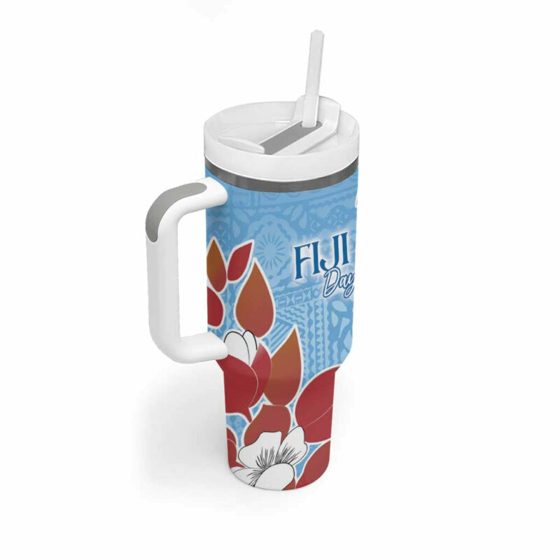 Bula Fiji Day Tagimaucia on Masi Turquoise Custom Stanley Quencher 40oz Stainless Steel Tumbler With Handle - Threewoofs - Image 2