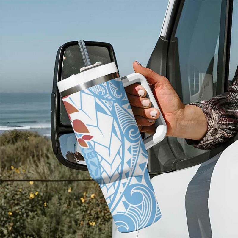 Bula Fiji Day Tagimaucia on Masi Turquoise Custom Stanley Quencher 40oz Stainless Steel Tumbler With Handle - Threewoofs - Image 7