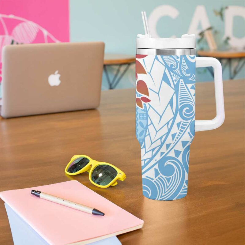 Bula Fiji Day Tagimaucia on Masi Turquoise Custom Stanley Quencher 40oz Stainless Steel Tumbler With Handle - Threewoofs - Image 5