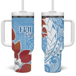 Bula Fiji Day Tagimaucia on Masi Turquoise Custom Stanley Quencher 40oz Stainless Steel Tumbler With Handle - Threewoofs