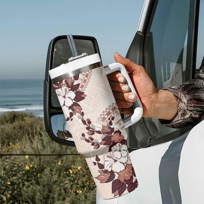 Bula Fiji Language Week Fijian Tapa With Tagimoucia Flower Custom Stanley Quencher 40oz Stainless Steel Tumbler With Handle - Threewoofs - Image 7
