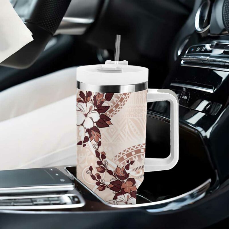Bula Fiji Language Week Fijian Tapa With Tagimoucia Flower Custom Stanley Quencher 40oz Stainless Steel Tumbler With Handle - Threewoofs - Image 8