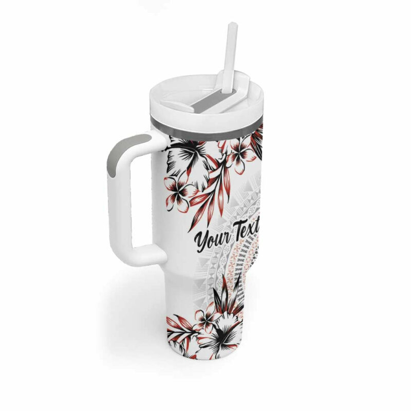 Bula Fiji Shark Tail White Masi Tapa Custom Stanley Quencher 40oz Stainless Steel Tumbler With Handle - Threewoofs - Image 2