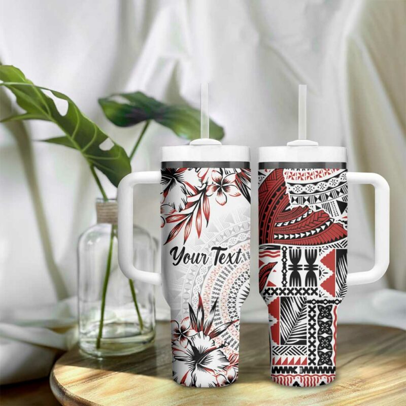 Bula Fiji Shark Tail White Masi Tapa Custom Stanley Quencher 40oz Stainless Steel Tumbler With Handle - Threewoofs - Image 9
