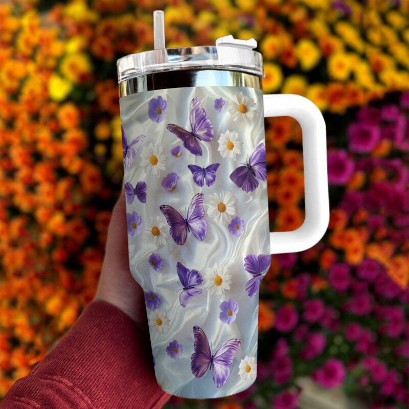 Butterfly Garden Custom Stanley Quencher 40oz Stainless Steel Tumbler With Handle - Threewoofs - Image 2