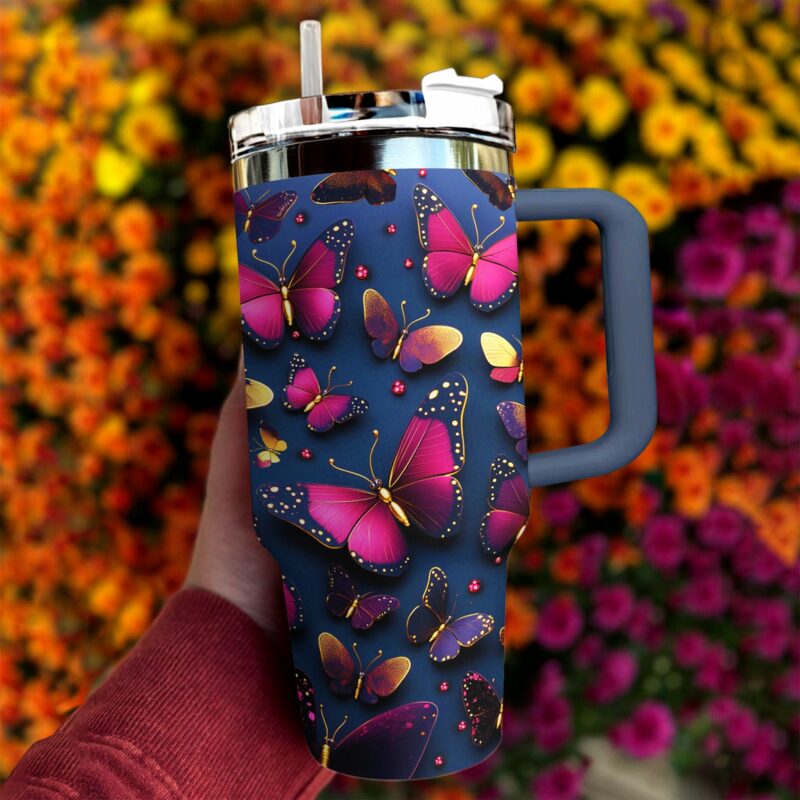 Butterfly Garden Custom Stanley Quencher 40oz Stainless Steel Tumbler With Handle - Threewoofs - Image 2