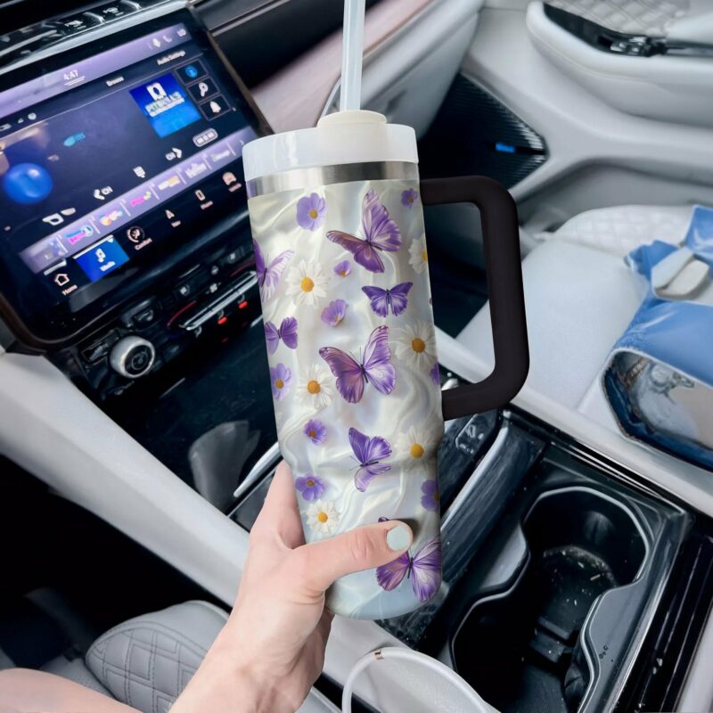 Butterfly Garden Custom Stanley Quencher 40oz Stainless Steel Tumbler With Handle - Threewoofs - Image 3