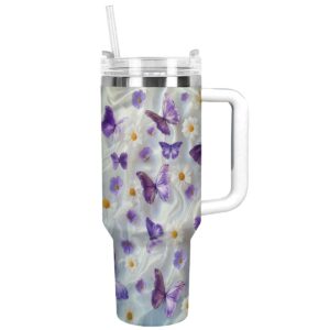 Butterfly Garden Custom Stanley Quencher 40oz Stainless Steel Tumbler With Handle - Threewoofs