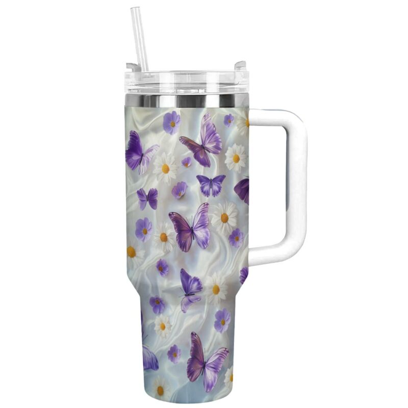 Butterfly Garden Custom Stanley Quencher 40oz Stainless Steel Tumbler With Handle - Threewoofs