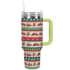 Camping Christmas Custom Stanley Quencher 40oz Stainless Steel Tumbler With Handle - Threewoofs