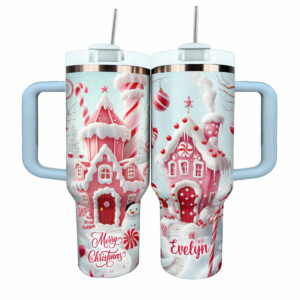 Candy Cane Wonderland Christmas Custom Stanley Quencher 40oz Stainless Steel Tumbler With Handle - Threewoofs
