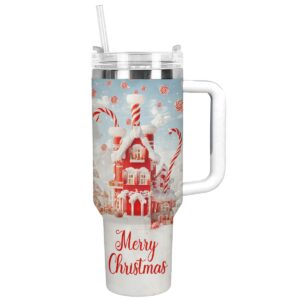 Candy House Christmas Custom Stanley Quencher 40oz Stainless Steel Tumbler With Handle - Threewoofs