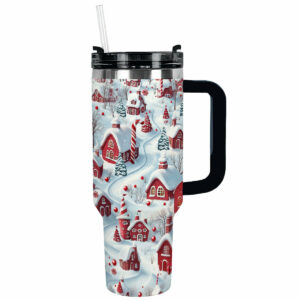 Candy Town Christmas Custom Stanley Quencher 40oz Stainless Steel Tumbler With Handle - Threewoofs